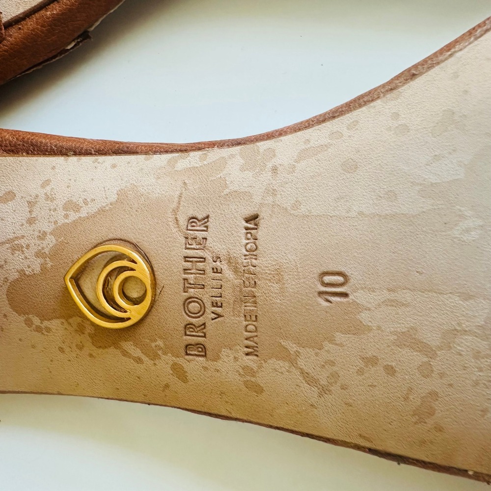Brother Vellies Brown Leather Slide Mule Heels Size 10 - Picture 5 of 8